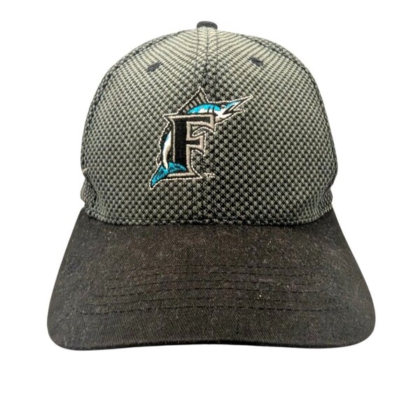 Florida Marlins Baseball Cap With Adjustable Snapback Black & Gray Checkered Pat - Picture 2 of 7